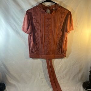 No Boundaries Rust Lace Blouse